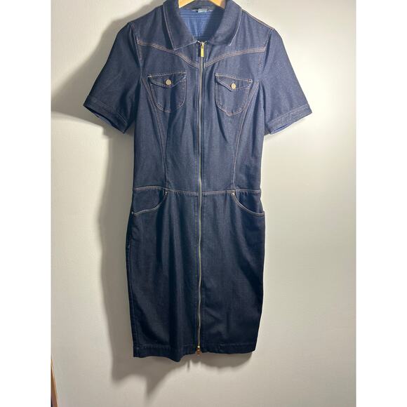 Armani Exchange Jean gold Zip Jean Dress  Size 10 - Picture 2 of 14